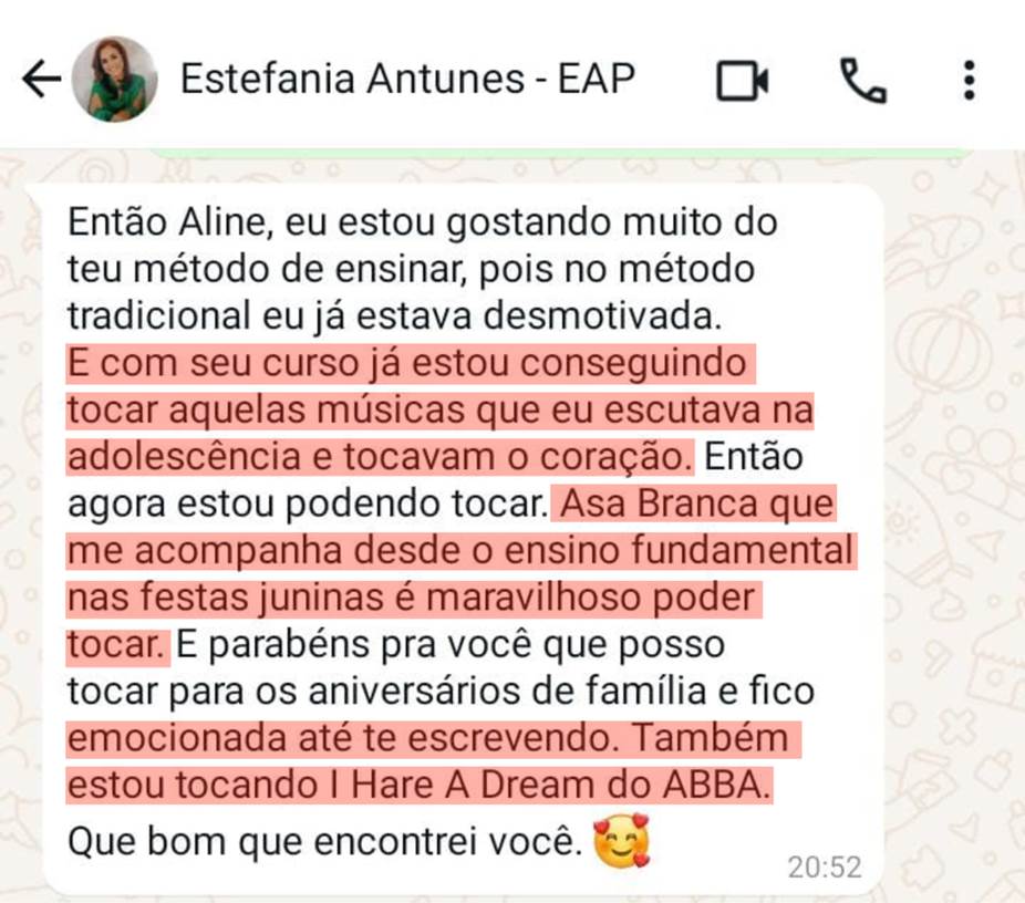 Depoimento de Alice Pereira sobre o método