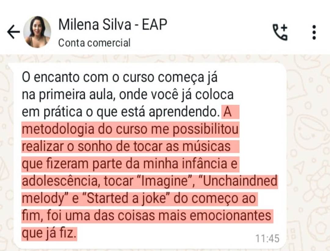 Depoimento de Milena Silva sobre o método