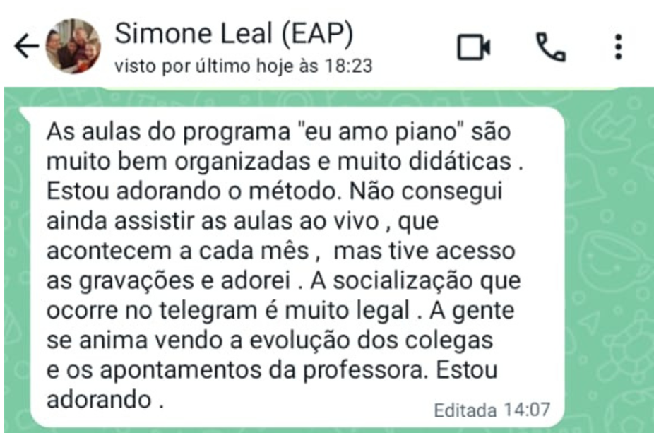 Depoimento Simone sobre o suporte do curso